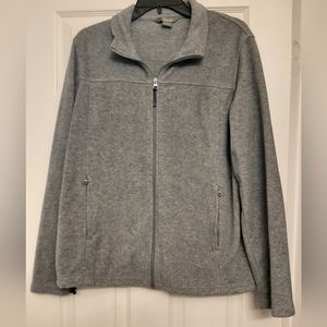 Grey womens zipper up Fleece sweater light weight comfortable size XL